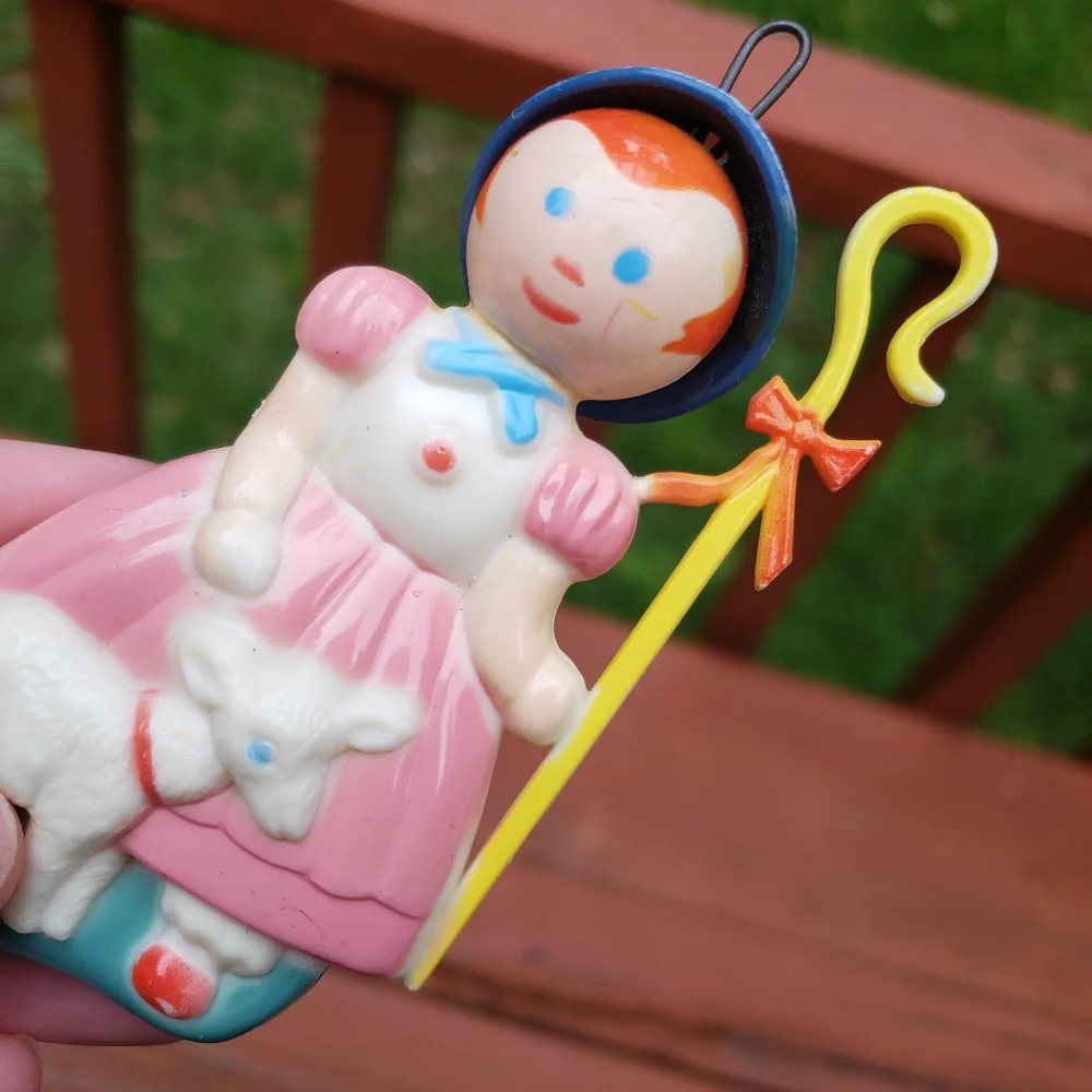 Vintage 1969 Little Bo Peep Ornament - Hard Plastic - Stahlwood Toy MFG. CO.